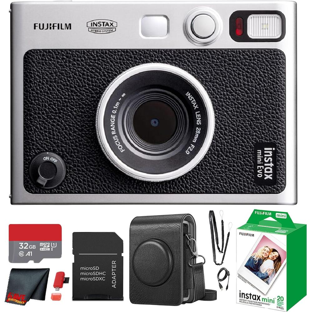 CÁMARA FUJIFILM HÍBRIDA INSTAX MINI EVO C/20 HOJAS MEMORIA 32 GB Y ESTUCHE - 1