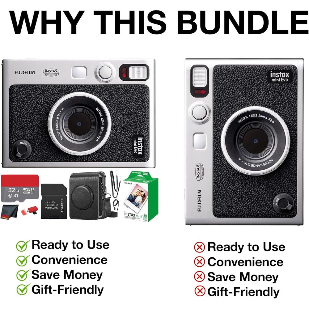 CÁMARA FUJIFILM HÍBRIDA INSTAX MINI EVO C/20 HOJAS MEMORIA 32 GB Y ESTUCHE - 4