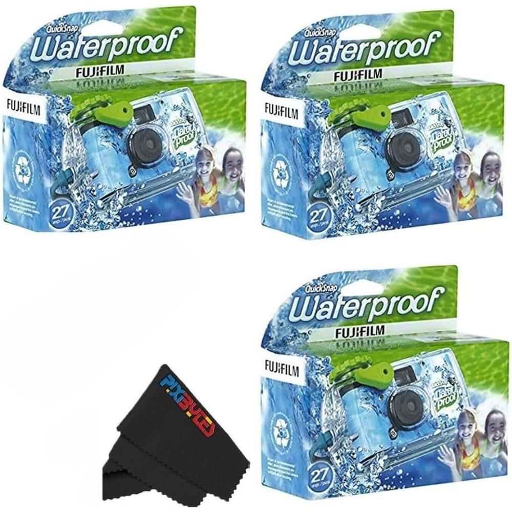 CÁMARA DESECHABLE FUJIFILM QUICKSNAP RESISTENTE AL AGUA 35MM USB SANDISK 32GB PAÑO MICROFIBRA - SET 5 PZS - 1