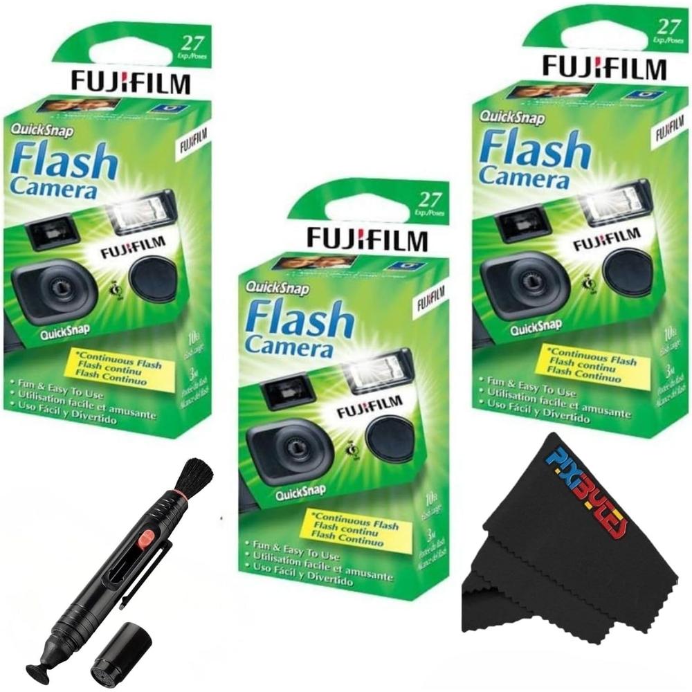 CÁMARA DESECHABLE FUJIFILM QUICKSNAP FLASH 400 LÁPIZ LIMPIADOR DE LENTES - SET 4 PZS - 1