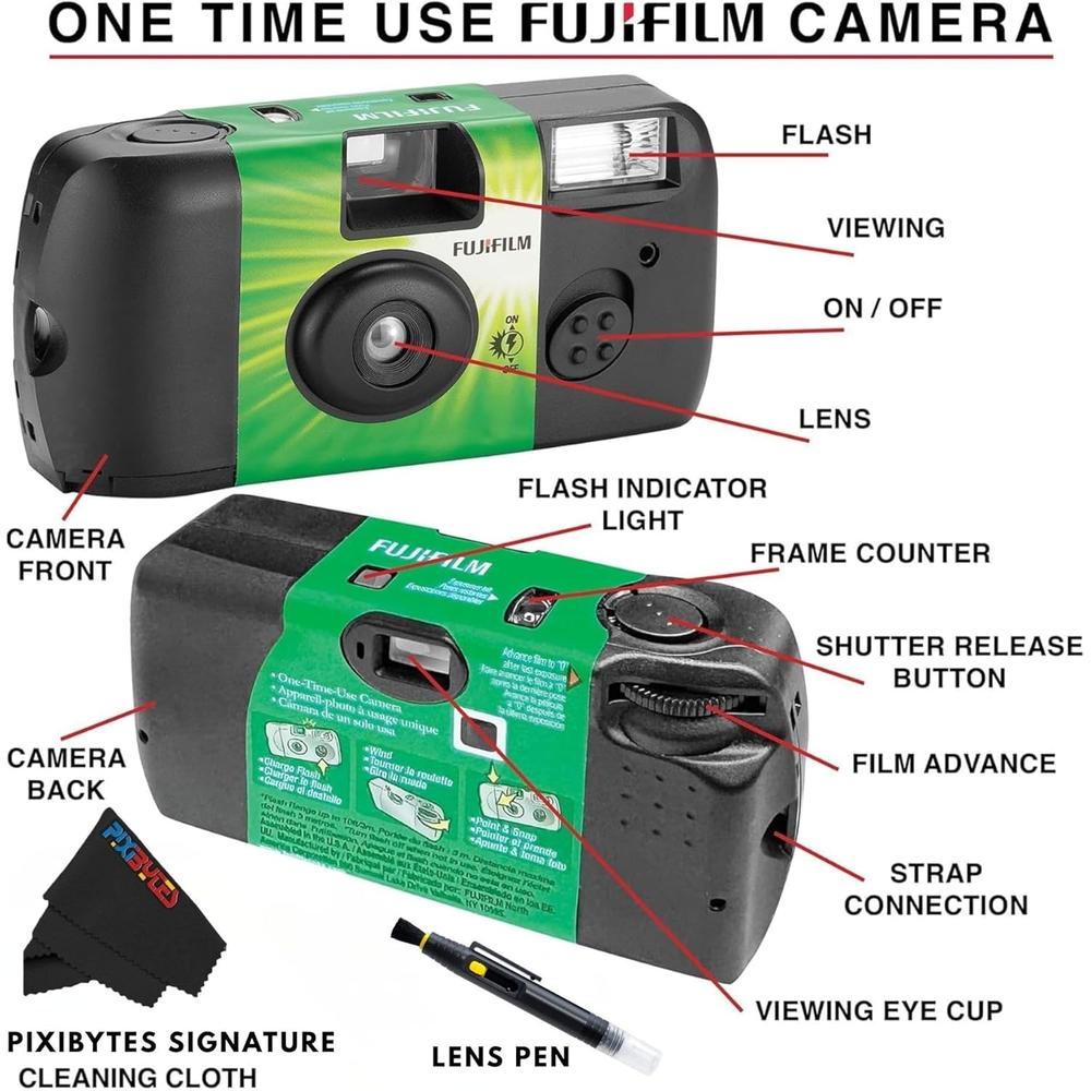CÁMARA DESECHABLE FUJIFILM QUICKSNAP FLASH 400 LÁPIZ LIMPIADOR DE LENTES - SET 4 PZS - 3