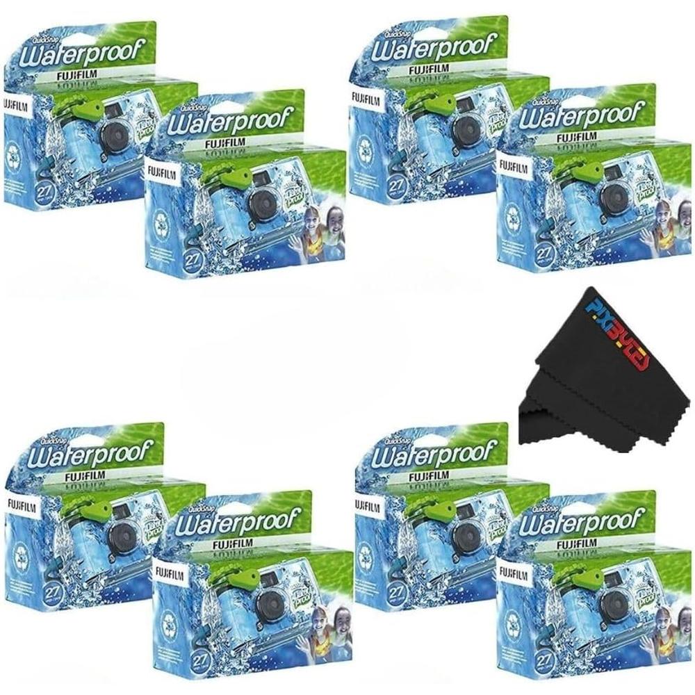 CÁMARA DESECHABLE FUJIFILM QUICKSNAP RESISTENTE AL AGUA 35MM USB SANDISK 32GB PAÑO MICROFIBRA - SET 10 PZS - 1