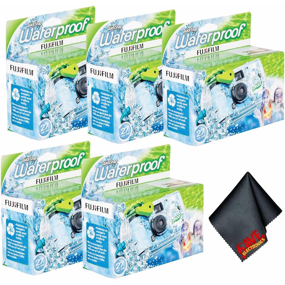 CÁMARA DESECHABLE FUJIFILM QUICKSNAP 800 RESISTENTE AL AGUA 35MM PAÑO MICROFIBRA DIGINERDS - PACK 5 PZS - 1