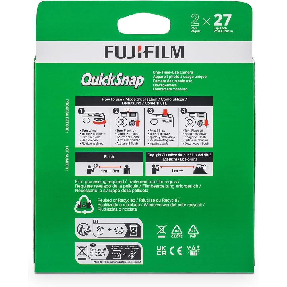 CÁMARA DESECHABLE FUJIFILM QUICKSNAP FLASH 400 NV - PACK 2 PZS - 4