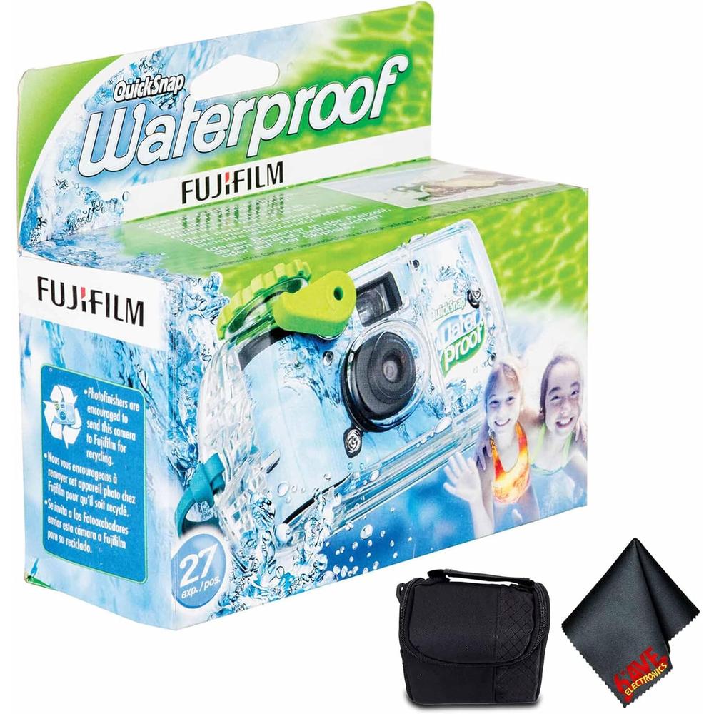 CÁMARA DESECHABLE FUJIFILM QUICKSNAP 800 RESISTENTE AL AGUA 35MM ESTUCHE PAÑO MICROFIBRA - SET 3 PZS - 1