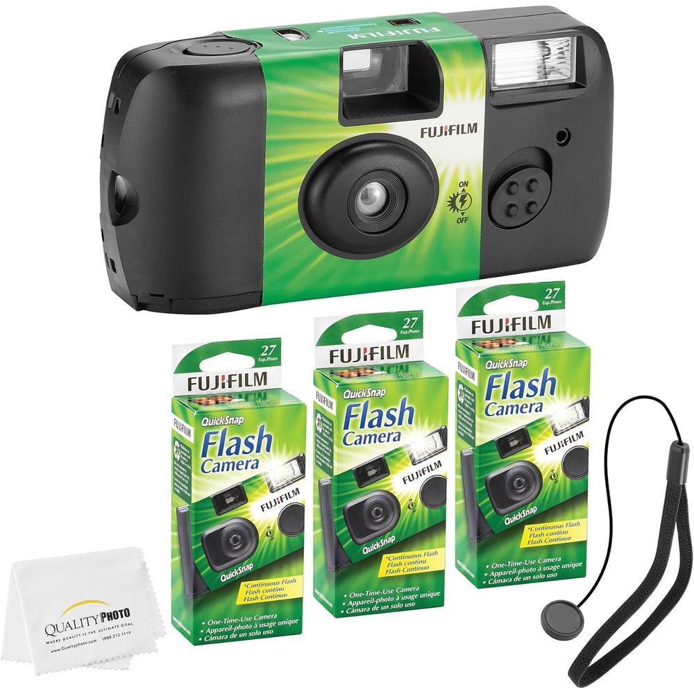 CÁMARA DESECHABLE FUJIFILM QUICKSNAP FLASH 400 35MM CON CORREA DE MANO PAÑO MICROFIBRA - PACK 3 PZS - 1