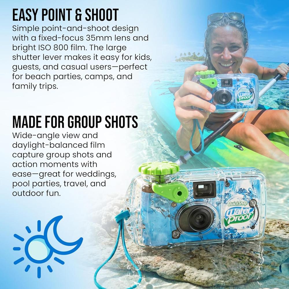 CÁMARA DESECHABLE FUJIFILM QUICKSNAP RESISTENTE AL AGUA 35MM CON FUNDAS FOTOGRÁFICAS - 3