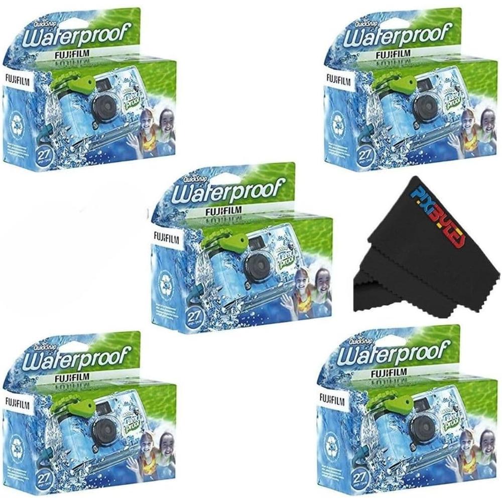 CÁMARA DESECHABLE FUJIFILM QUICKSNAP RESISTENTE AL AGUA 35MM USB SANDISK 32GB PAÑO MICROFIBRA - PACK 5 PZS - 1