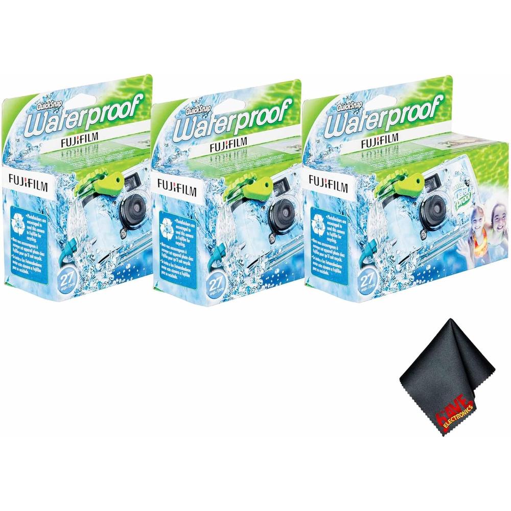 CÁMARA DESECHABLE FUJIFILM QUICKSNAP 800 RESISTENTE AL AGUA 35MM PAÑO MICROFIBRA - PACK 3 PZS - 1