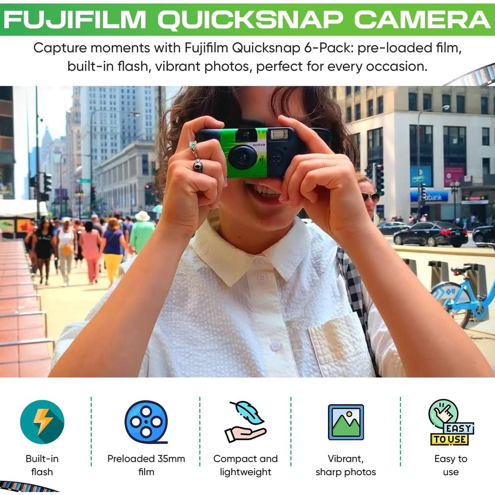 CÁMARA DESECHABLE FUJIFILM QUICKSNAP FLASH 400 35MM TELA BALVELI - PACK 6 PZS - 3