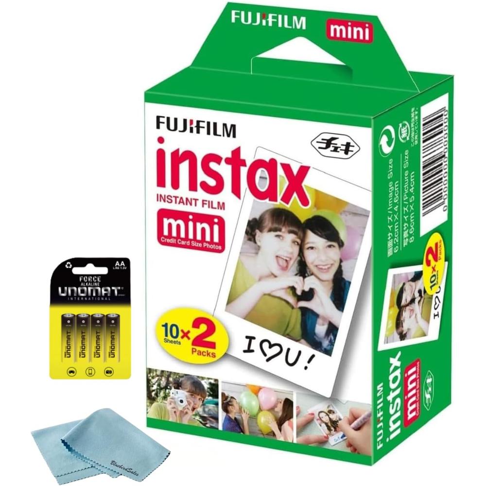 PELÍCULA INSTANTÁNEA FUJIFILM INSTAX MINI + BATERÍAS AA - PACK 20 HOJAS - 1
