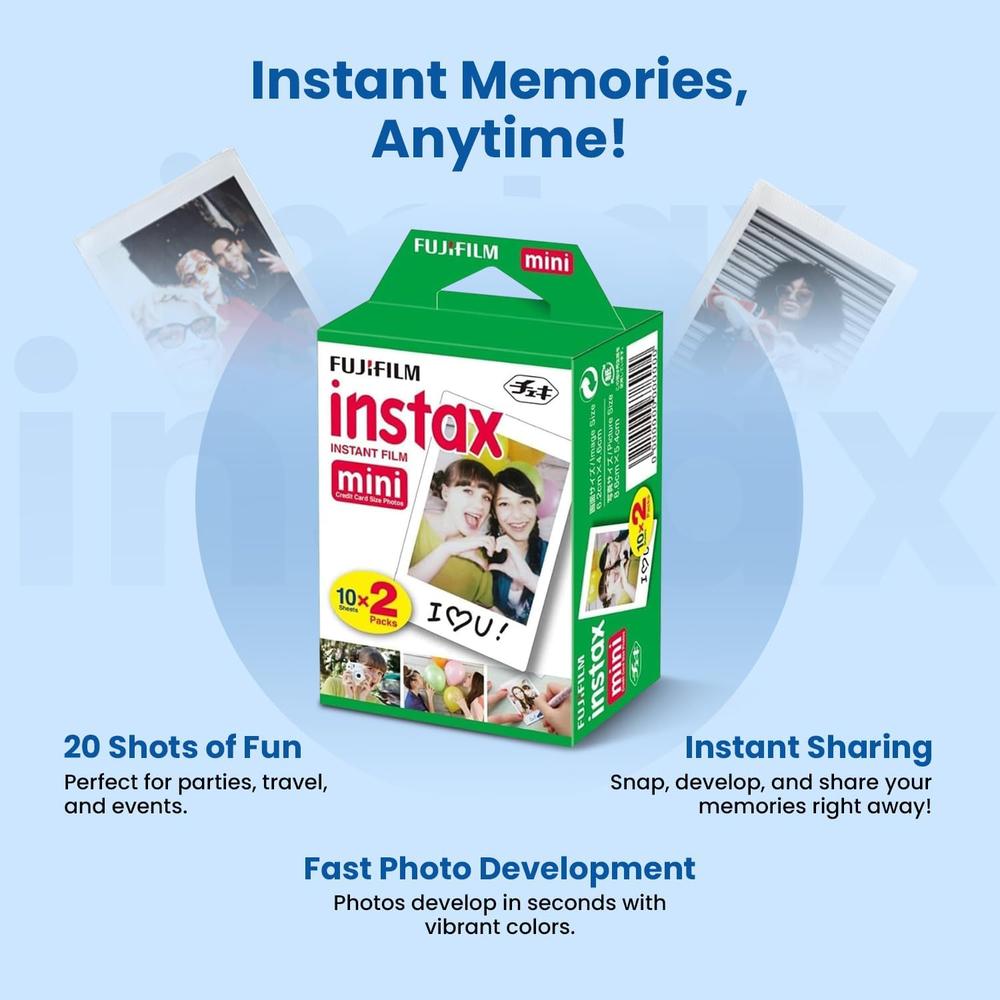 PELÍCULA INSTANTÁNEA FUJIFILM INSTAX MINI + BATERÍAS AA - PACK 20 HOJAS - 4