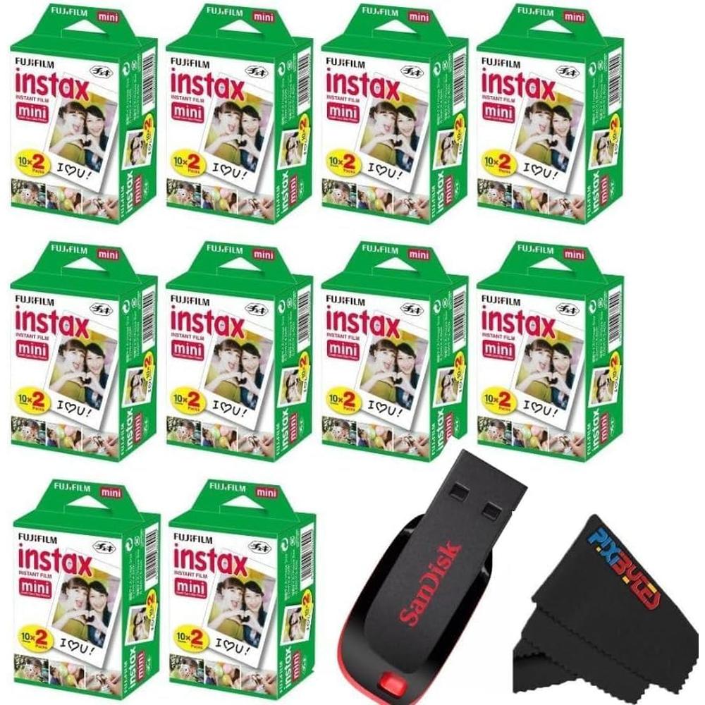 PELÍCULA INSTANTÁNEA FUJIFILM INSTAX MINI + MEMORIA USB 32GB - PACK 200 HOJAS - 1