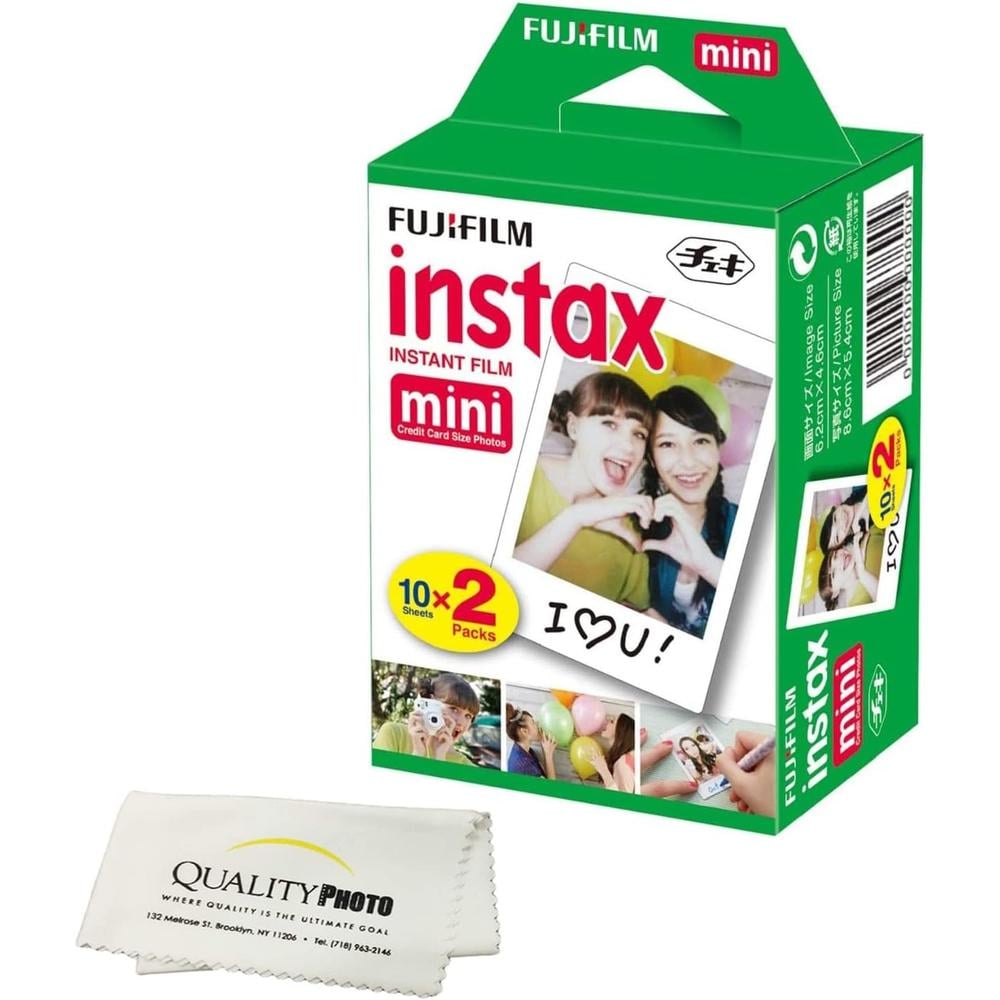PELÍCULA INSTANTÁNEA FUJIFILM INSTAX MINI + PAÑO DE LIMPIEZA - PACK 20 HOJAS | BLANCO - 1