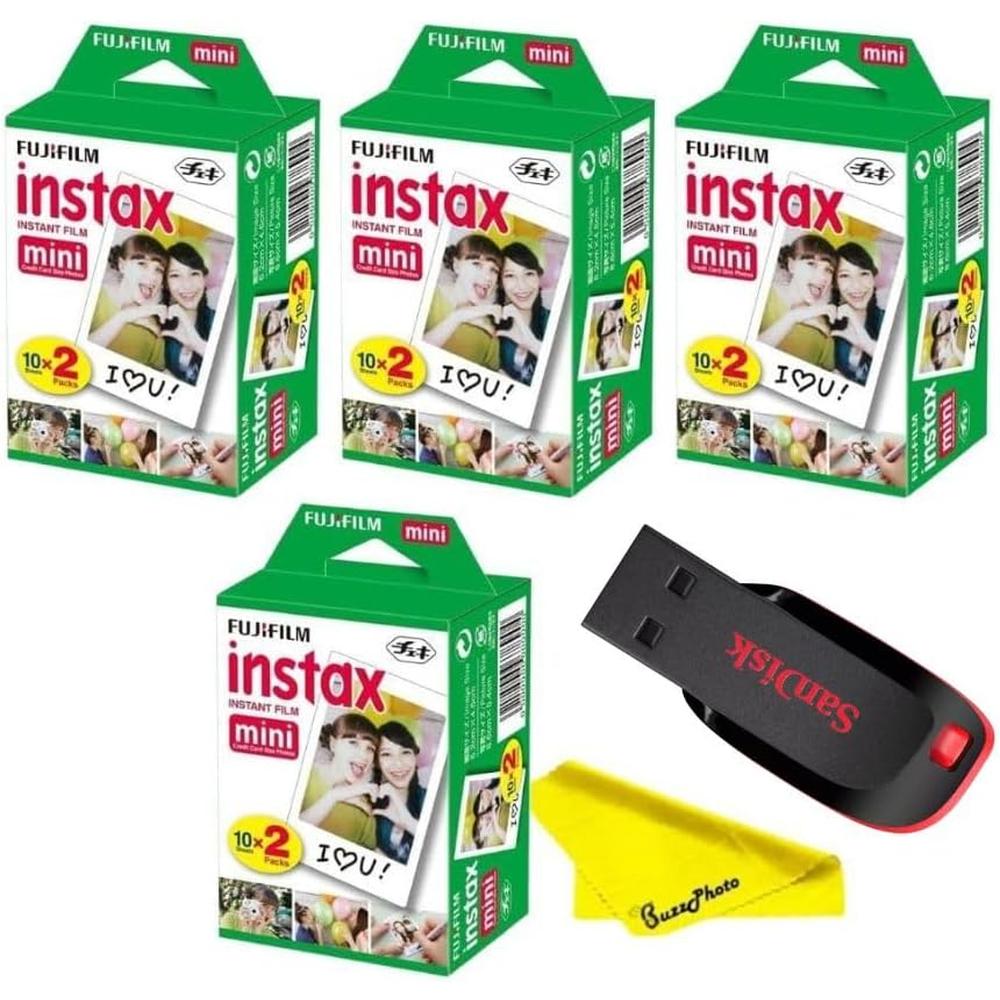 PELÍCULA INSTANTÁNEA FUJIFILM INSTAX MINI + MEMORIA USB 32GB - PACK 80 HOJAS - 1
