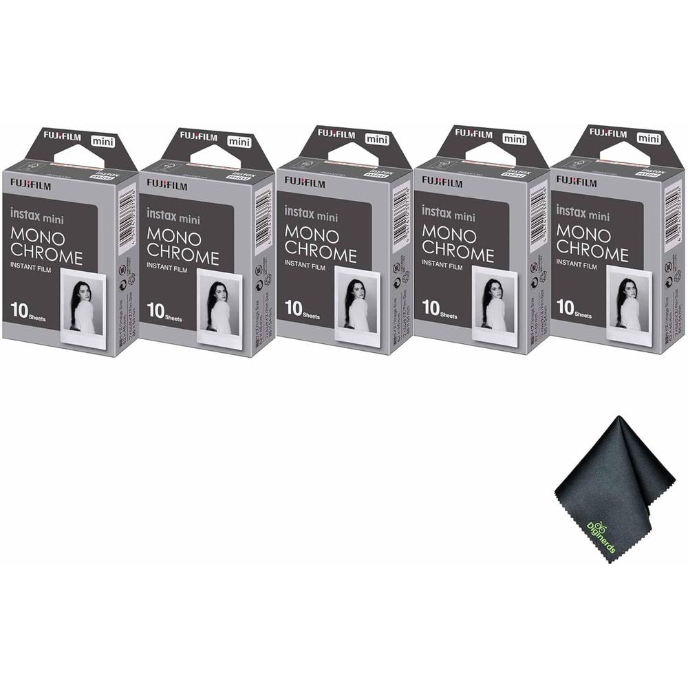 PELÍCULA INSTANTÁNEA FUJIFILM INSTAX MINI MONOCROMÁTICA + PAÑO DE LIMPIEZA - PACK 50 HOJAS - 1
