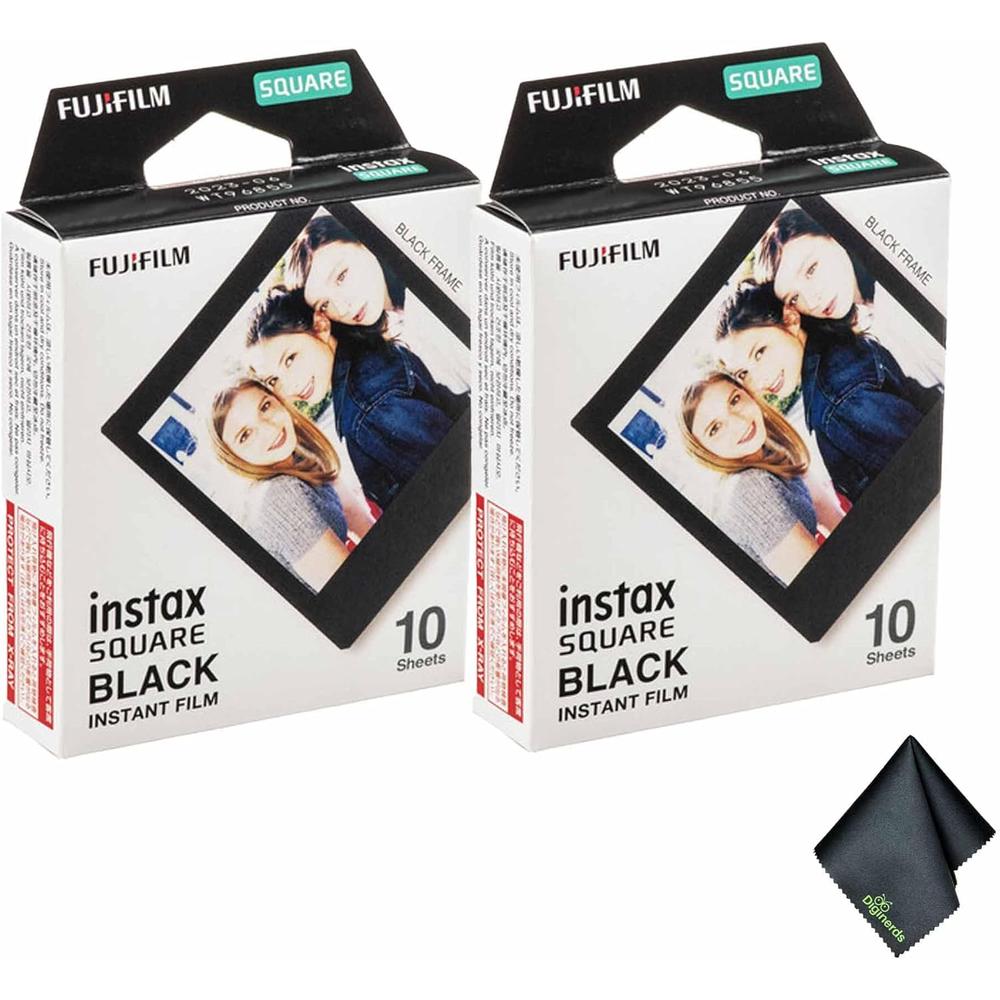PELÍCULA INSTANTÁNEA FUJIFILM INSTAX SQUARE NEGRA + PAÑO DE LIMPIEZA - PACK 20 HOJAS - 1
