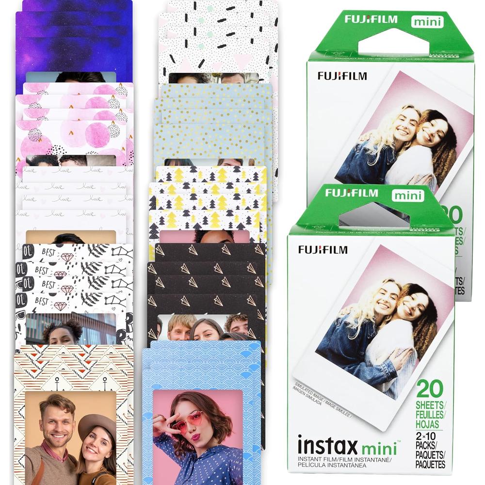 PELÍCULA INSTANTÁNEA FUJIFILM INSTAX MINI + MARCOS ADHESIVOS - PACK 40 HOJAS - 1