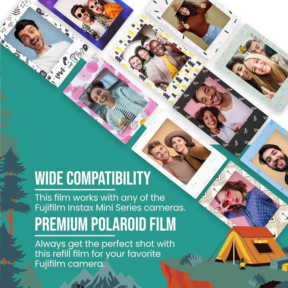 PELÍCULA INSTANTÁNEA FUJIFILM INSTAX MINI + MARCOS ADHESIVOS - PACK 40 HOJAS - 4