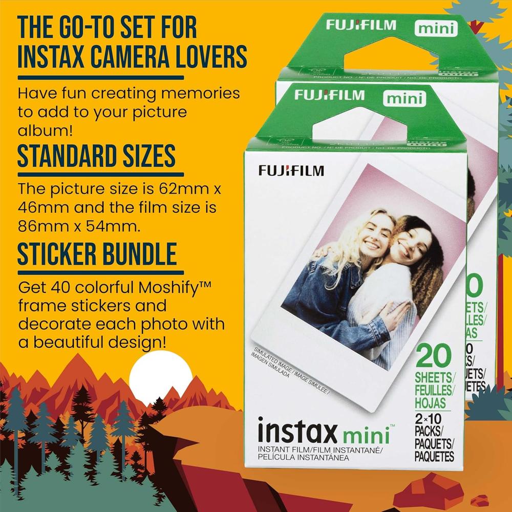 PELÍCULA INSTANTÁNEA FUJIFILM INSTAX MINI + MARCOS ADHESIVOS - PACK 40 HOJAS - 5