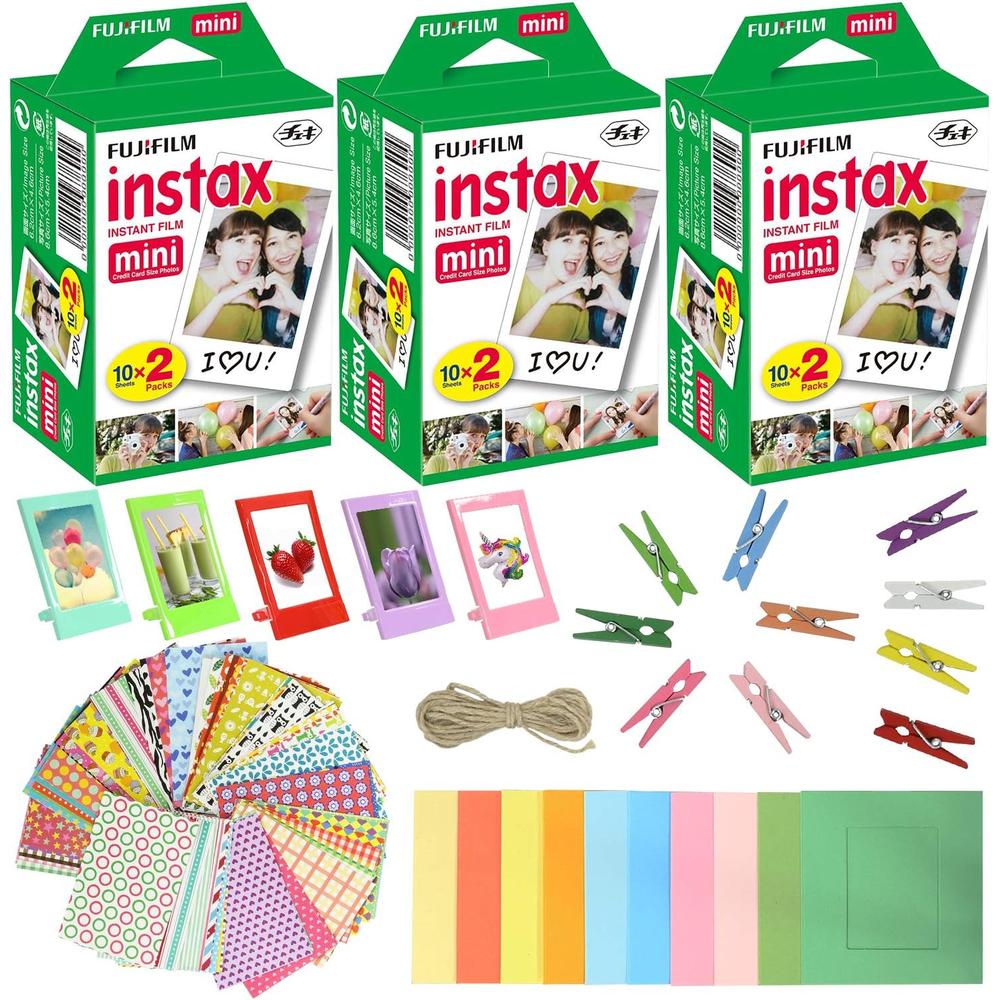PELÍCULA INSTANTÁNEA FUJIFILM INSTAX MINI + MARCOS PARA FOTO - PACK 60 HOJAS - 1
