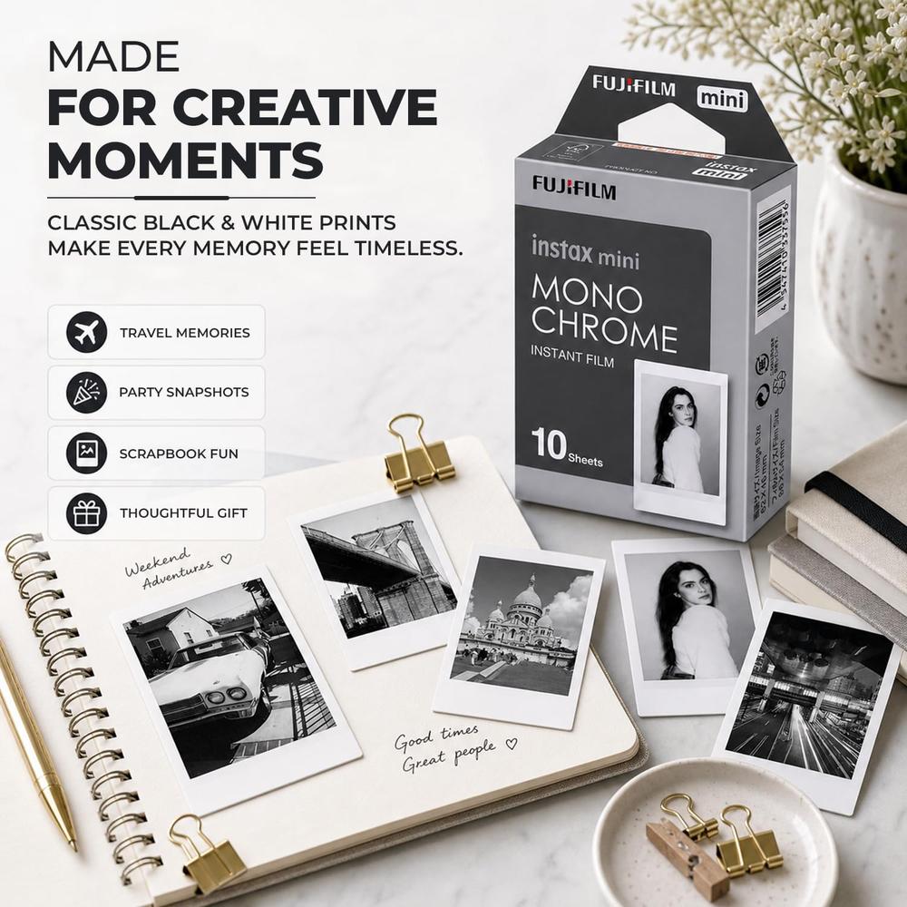 PELÍCULA INSTANTÁNEA FUJIFILM INSTAX MINI MONOCROMÁTICA + BATERÍAS AA - SET 2 PZS - 3