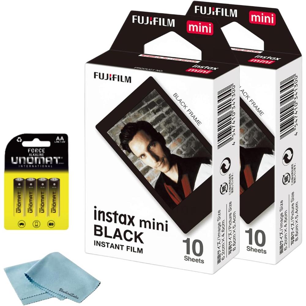 PELÍCULA INSTANTÁNEA FUJIFILM INSTAX MINI BLACK FRAME + BATERÍAS AA - SET 2 PZS - 1