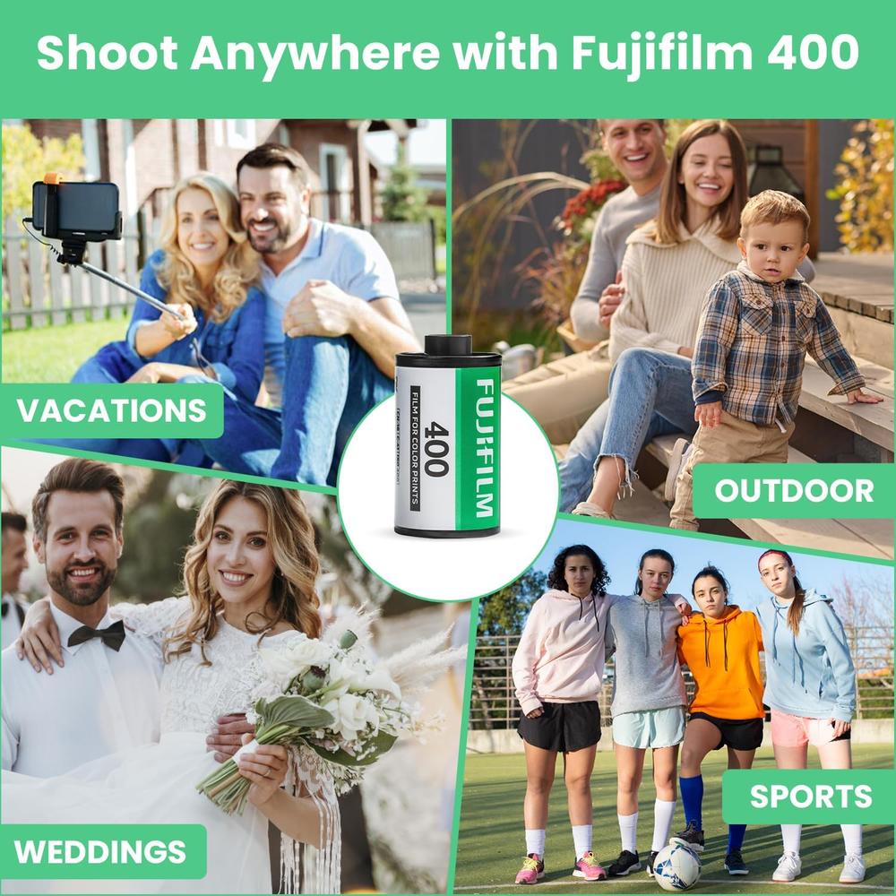 PELÍCULA FOTOGRÁFICA FUJIFILM 400 35MM + ÁLBUM DE FOTOS + MARCOS - PACK 3 PZS - 3