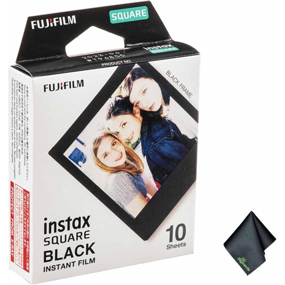 PELÍCULA INSTANTÁNEA FUJIFILM INSTAX SQUARE NEGRA + PAÑO DE LIMPIEZA - PACK 10 HOJAS - 1