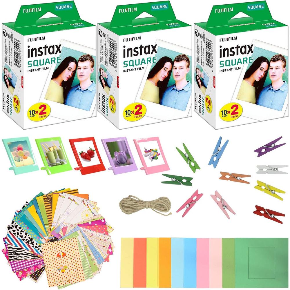 PELÍCULA INSTANTÁNEA FUJIFILM INSTAX SQUARE + MARCOS PARA FOTO - PACK 60 HOJAS - 1