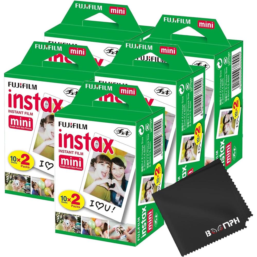 PELÍCULA INSTANTÁNEA FUJIFILM INSTAX MINI + PAÑO DE LIMPIEZA - PACK 100 HOJAS - 1