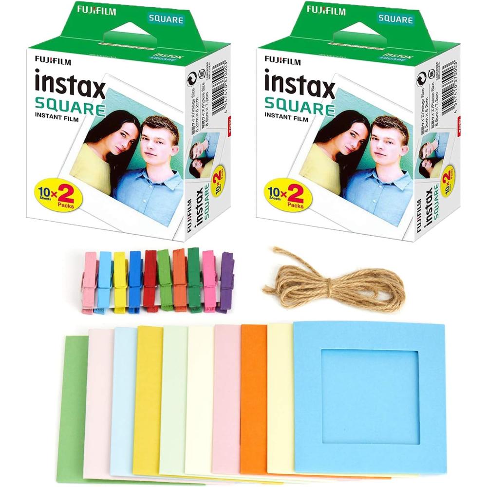 PELÍCULA INSTANTÁNEA FUJIFILM INSTAX SQUARE + MARCOS COLGANTES - PACK 40 HOJAS - 1