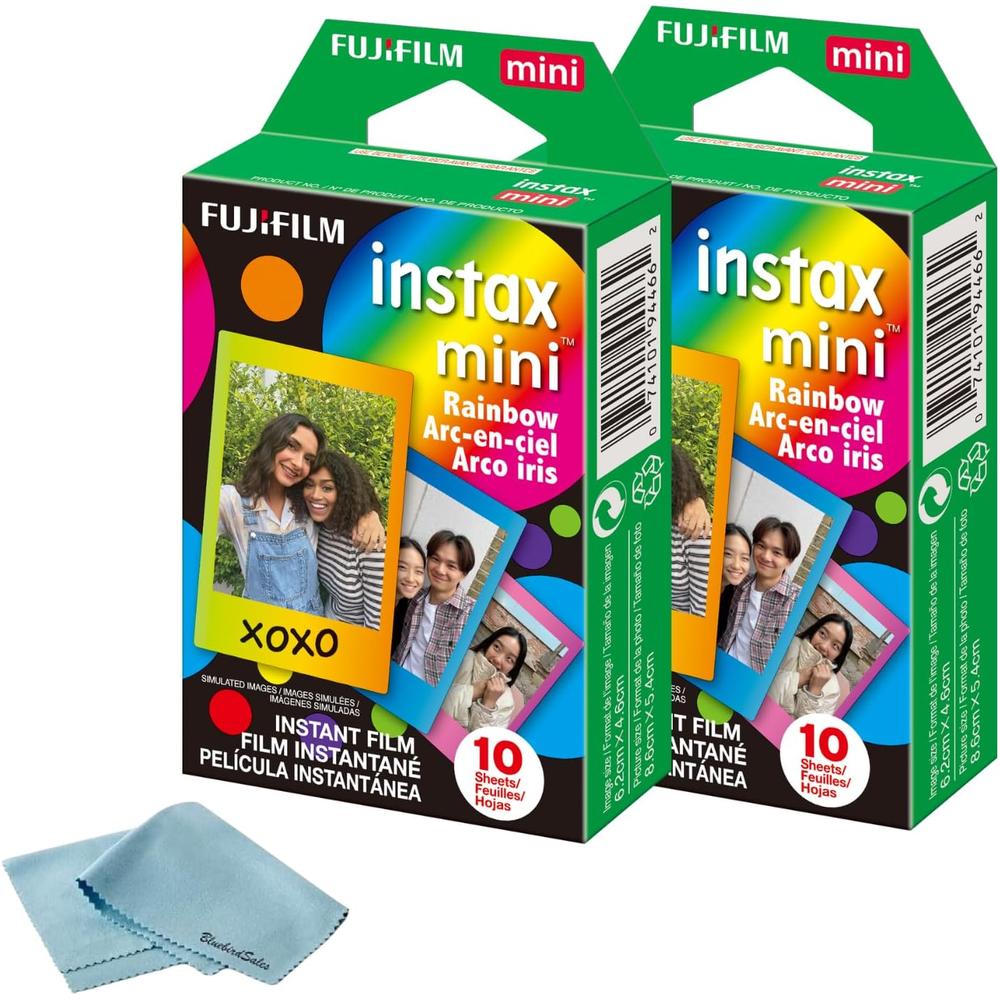 PELÍCULA INSTANTÁNEA FUJIFILM INSTAX MINI RAINBOW + PAÑO MICROFIBRA - PACK 20 HOJAS - 1