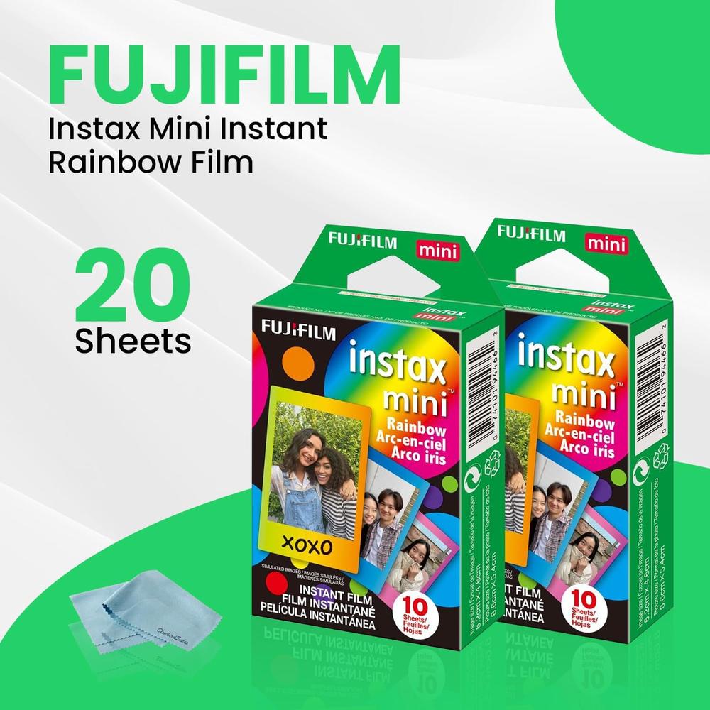 PELÍCULA INSTANTÁNEA FUJIFILM INSTAX MINI RAINBOW + PAÑO MICROFIBRA - PACK 20 HOJAS - 2