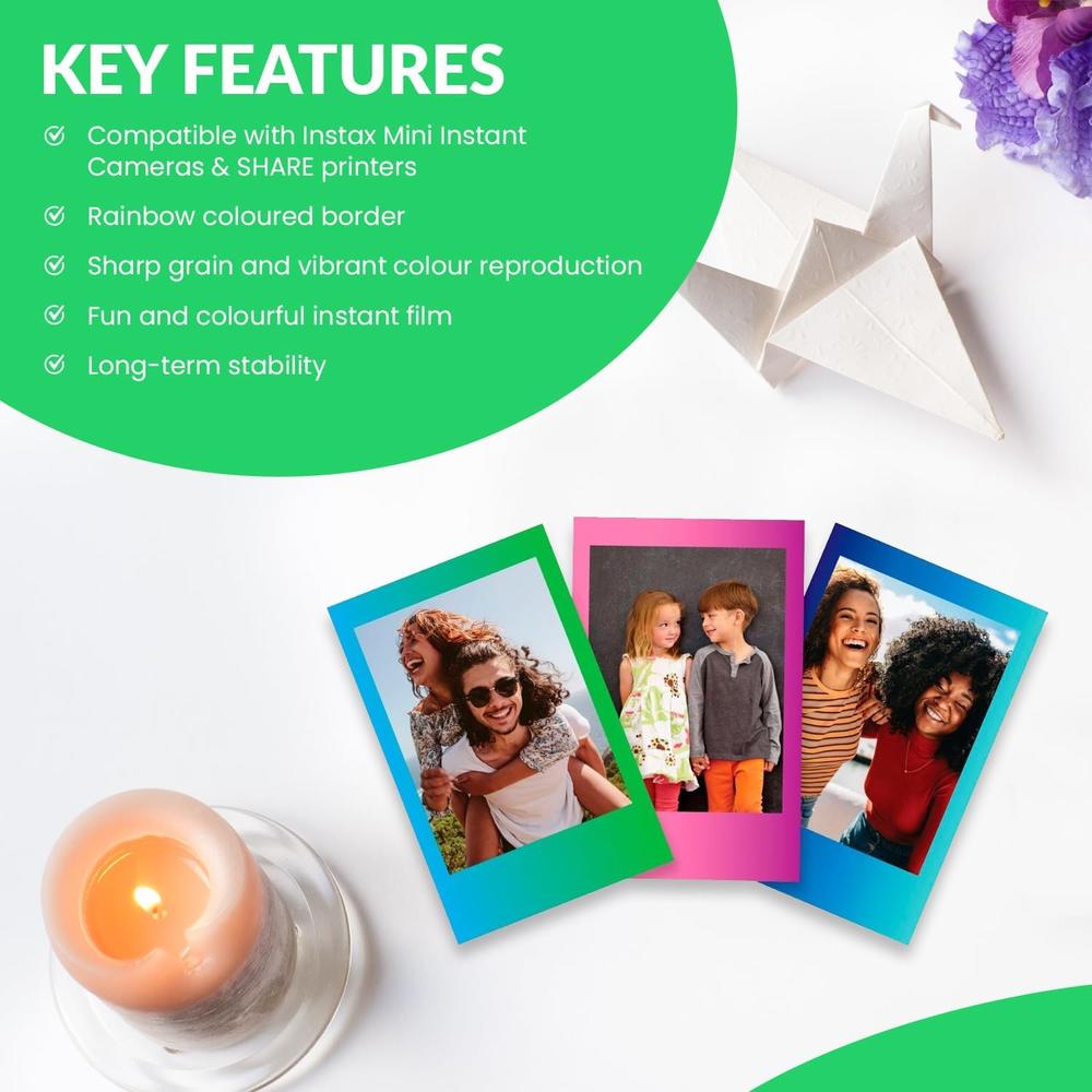 PELÍCULA INSTANTÁNEA FUJIFILM INSTAX MINI RAINBOW + PAÑO MICROFIBRA - PACK 20 HOJAS - 6