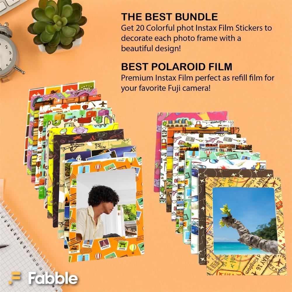 PELÍCULA INSTANTÁNEA FUJIFILM INSTAX MINI + MARCOS + PAÑO - PACK 20 HOJAS - 5