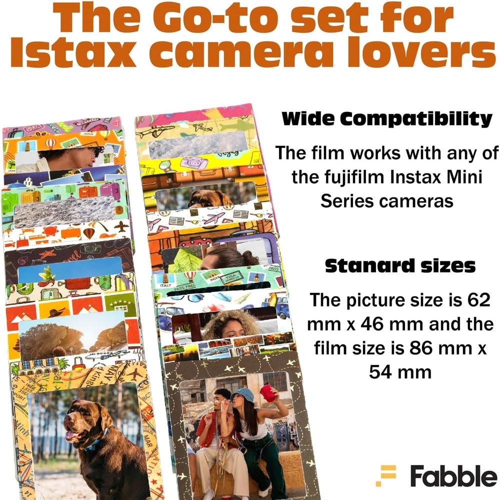PELÍCULA INSTANTÁNEA FUJIFILM INSTAX MINI + MARCOS + PAÑO - PACK 20 HOJAS - 6