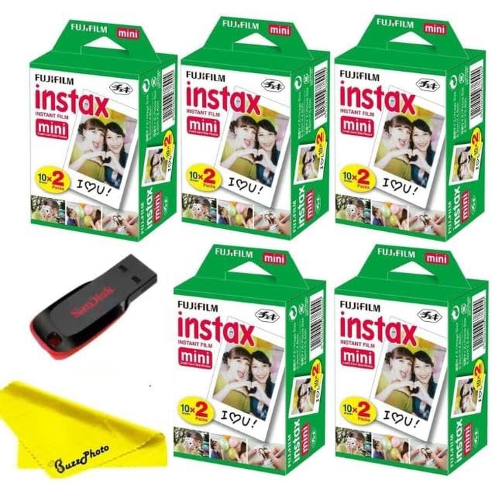 PELÍCULA INSTANTÁNEA FUJIFILM INSTAX MINI + MEMORIA USB 32GB - PACK 100 HOJAS - 1