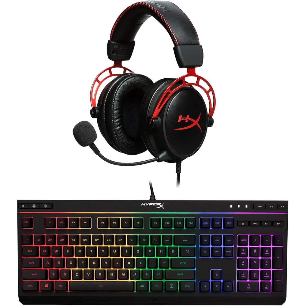 AUDÍFONOS ALAMBRICOS HYPERX CLOUD ALPHA + ALLOY CORE RGB SET 2 PZS | NEGRO/ROJO/RGB - 1