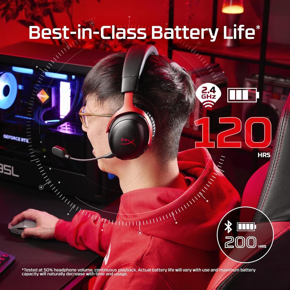 AUDÍFONOS INALÁMBRICOS HYPERX CLOUD III S | NEGRO/ROJO - 2