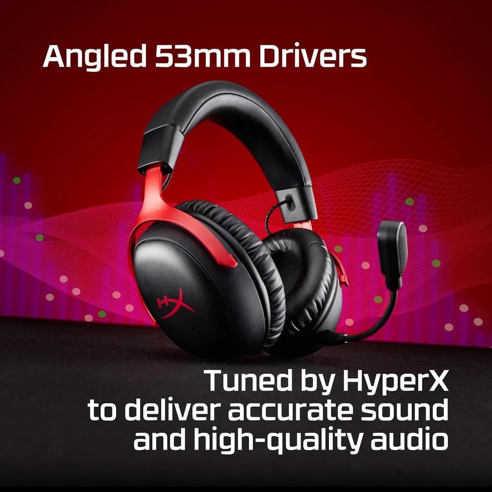 AUDÍFONOS INALÁMBRICOS HYPERX CLOUD III S | NEGRO/ROJO - 4