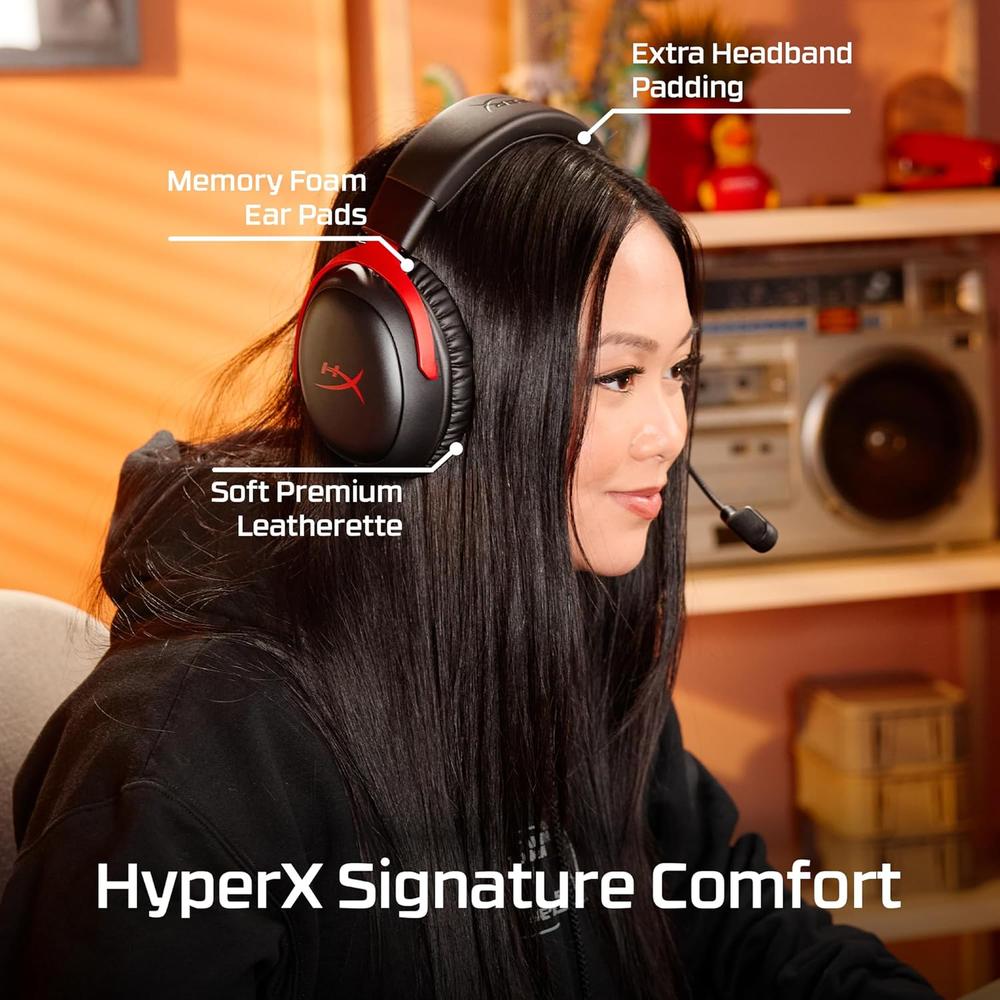 AUDÍFONOS INALÁMBRICOS HYPERX CLOUD III S | NEGRO/ROJO - 5