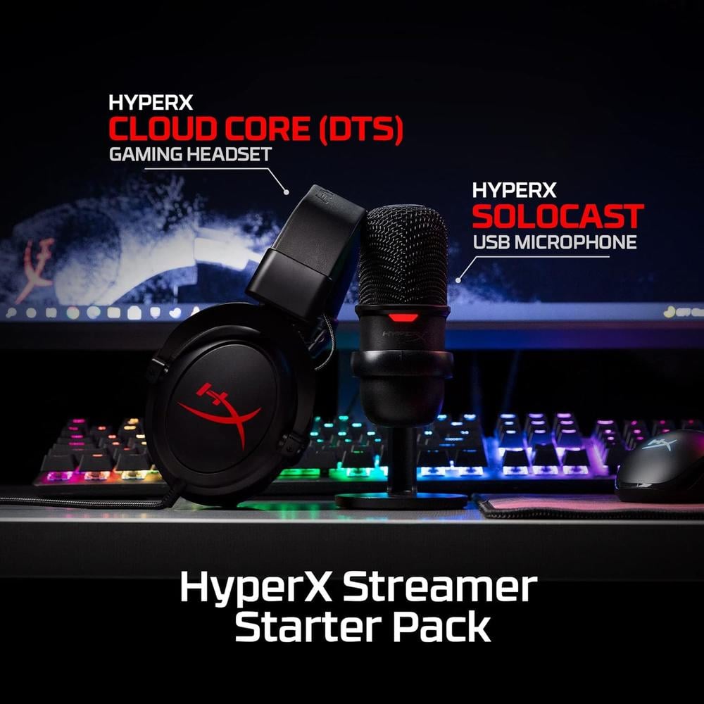 MICRÓFONO HYPERX SOLOCAST + CLOUD CORE 7.1 (SET) | NEGRO - 2