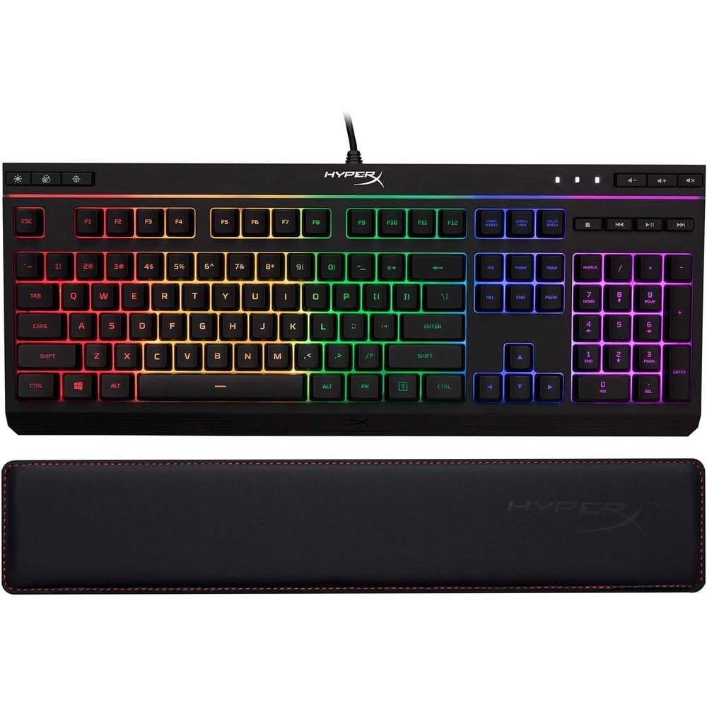 TECLADO HYPERX ALLOY CORE RGB + REPOSAMUÑECAS (SET) | NEGRO - 1