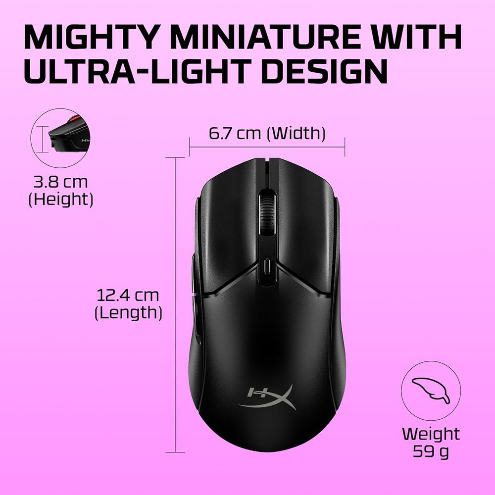 MOUSE INALÁMBRICO HYPERX PULSEFIRE HASTE 2 MINI COMPACT | NEGRO - 3