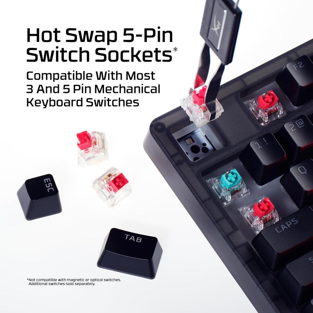 TECLADO ALÁMBRICO HYPERX ORIGINS 2 1800 HOT SWAP | NEGRO - 3
