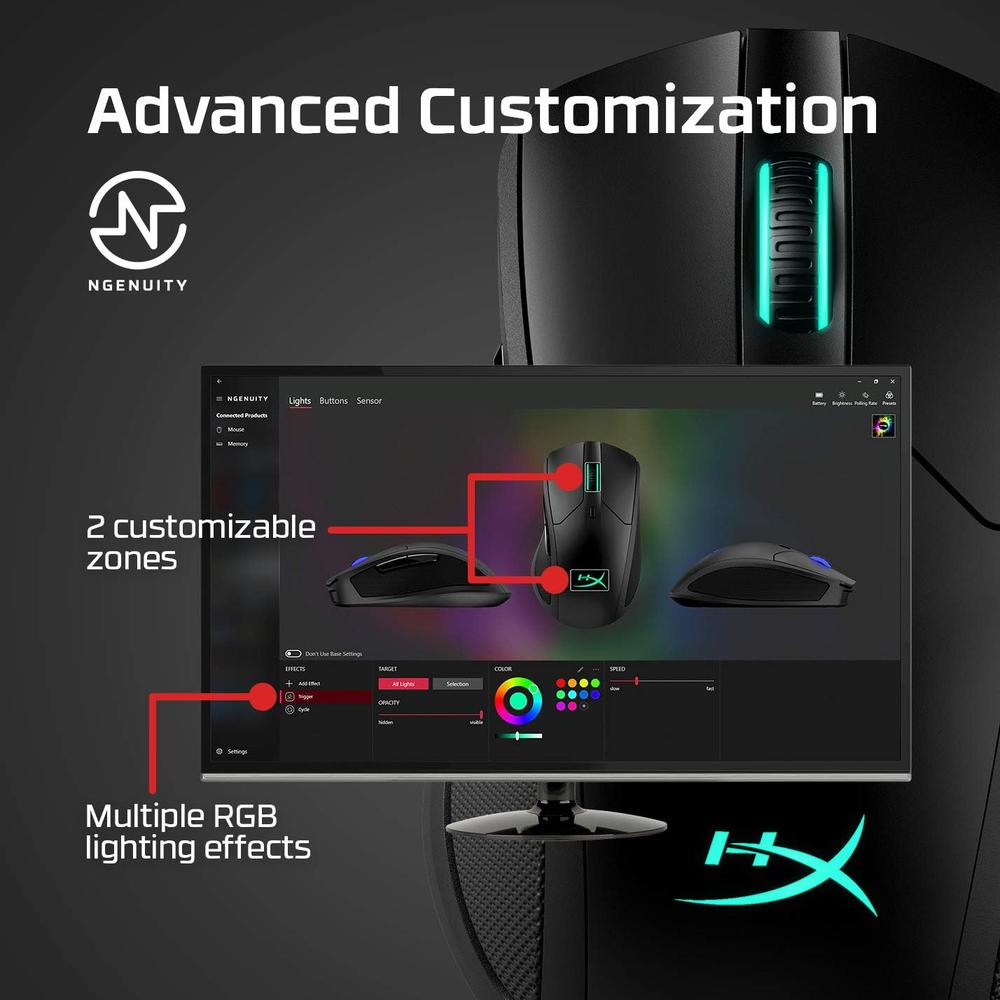 MOUSE INALÁMBRICO HYPERX PULSEFIRE DART RGB | NEGRO - 6