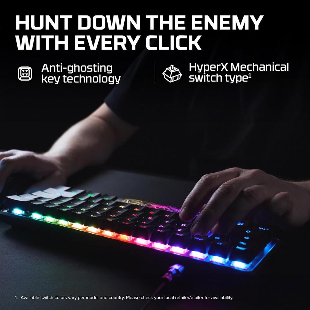 TECLADO ALÁMBRICO HYPERX ALLOY ORIGINS 60 SWITCH AQUA | NEGRO - 3
