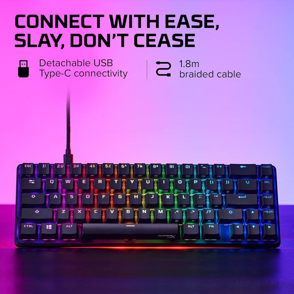 TECLADO ALÁMBRICO HYPERX ALLOY ORIGINS 65 SWITCH AQUA | NEGRO - 2