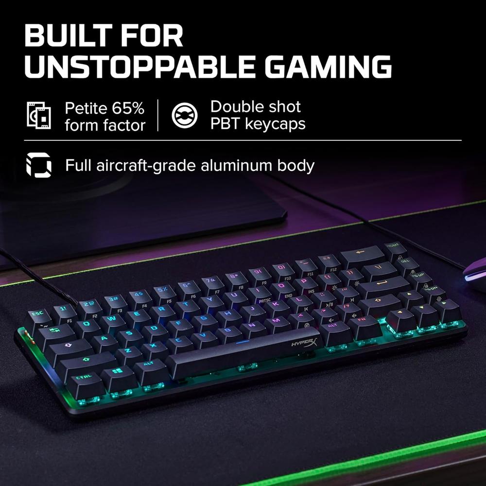 TECLADO ALÁMBRICO HYPERX ALLOY ORIGINS 65 SWITCH AQUA | NEGRO - 5